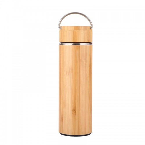 Bamboo Vacuum Bottle with Steel Hanger