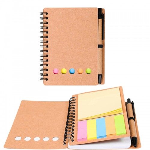 Double Metal Spiral Eco-Friendly Notebook with Pen
